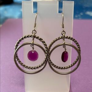Elegant Silver and Amethyst Drop Dangle Earrings